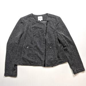 Catherine Malandrino Jacket Women's Size Large Speckled Gray Moto Zip
